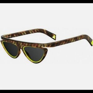FENDI FLUO FF 0383/S Havana Green/Grey (HJV/IR) Sunglasses